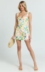 Janice Mini Dress - Square Neckline Dress in Le Citron