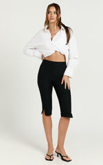 Melenda Pants - Tailored Side Split Capri Pants in Black