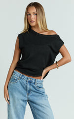 Marilou Top - Knit Off Shoulder Top in Black