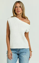 Marilou Top - Knit Off Shoulder Top in White
