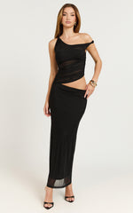 Amalia Maxi Dress - Off the Shoulder Slip Dress in Black