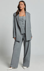 Hope Blazer - Oversized Double Breasted Blazer in Grey