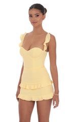 Ruffle Corset Dress in Yellow
